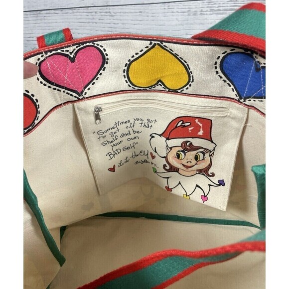 BRIGHTON Love & Joy Tote BAG by Brighton Lulu ThMulticolor Hearts Canvas Bow - Picture 3 of 8